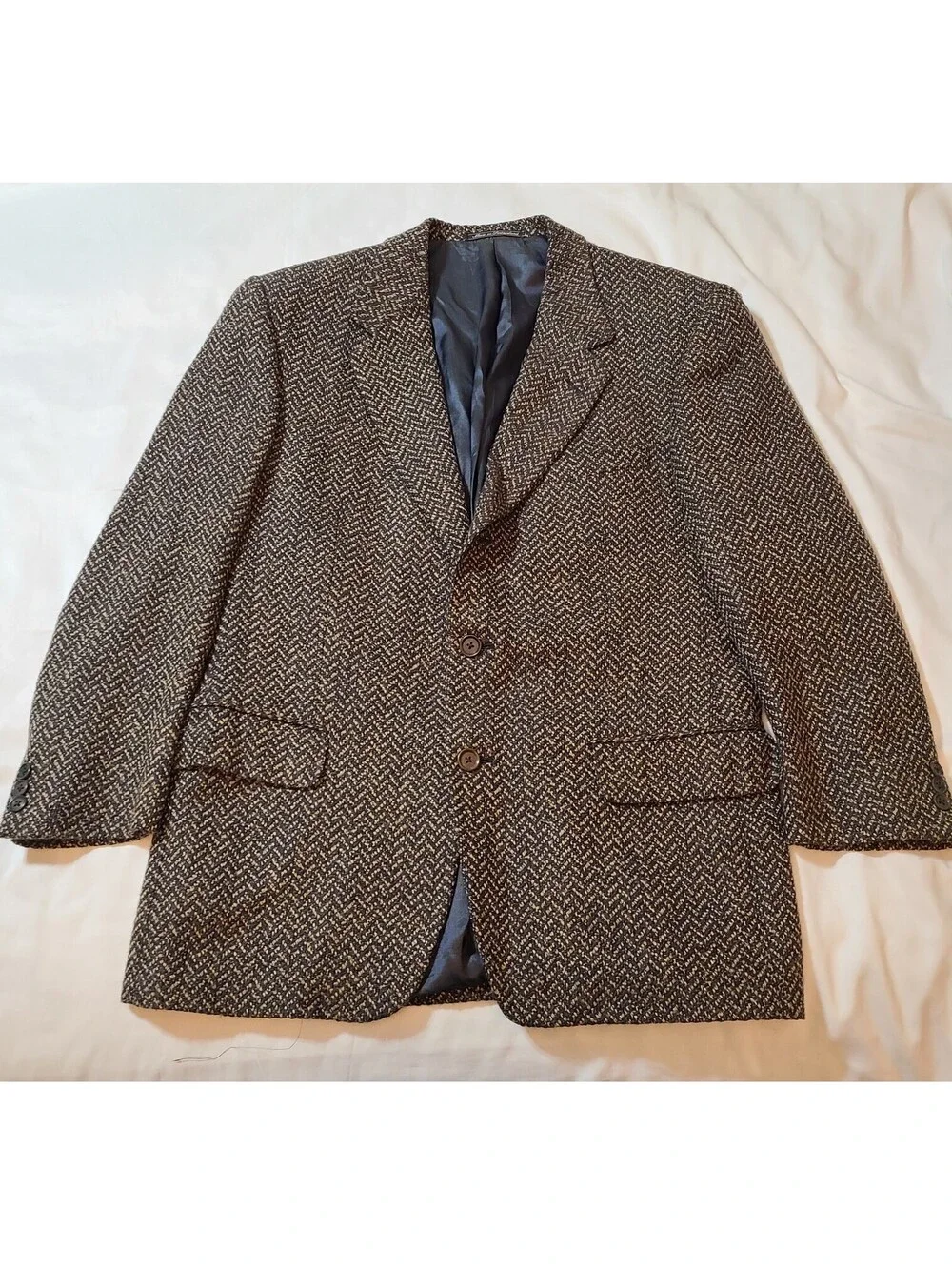 Vtg Ermenegildo Zegna Soft Blazer Size 40R Herringbone Wool Silk Single Breasted